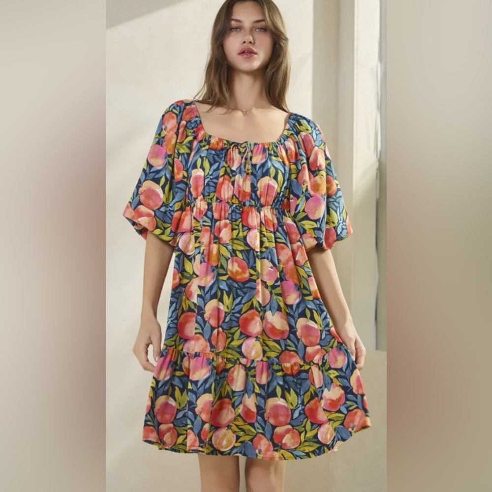 Oddi Los Angeles Just Peachy Multicolor Mini Dress On/Off Shoulder Size 1X NWT - Picture 3 of 9